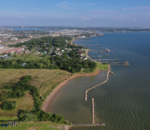 Completed Breakwater looking towards the City of Kemah.